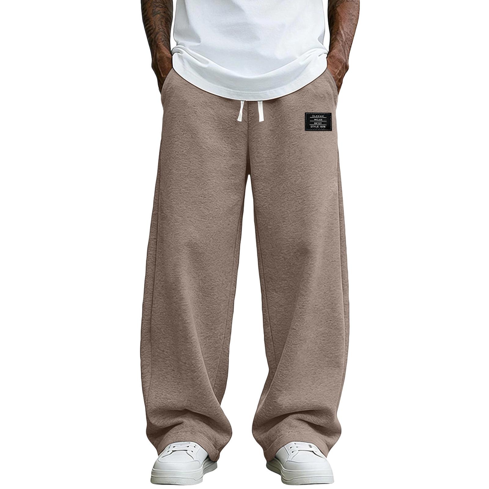 Heima B Heren losse wijde sweatpants met verstelbare trekkoord tailleband en opgestikte zakken Casual atletische broek L kameel