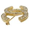 Chanel סיכת דש עם אבני חן סימן COCO סיכה וינטג' מצופה זהב זהב נשים משומשת