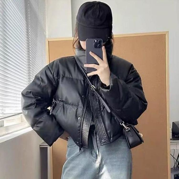 Winter Warm Down Coat Thickened Padded Jacket High Collar Windproof Long Sleeves Daily Outwear with Pockets Heat Retention Cotton