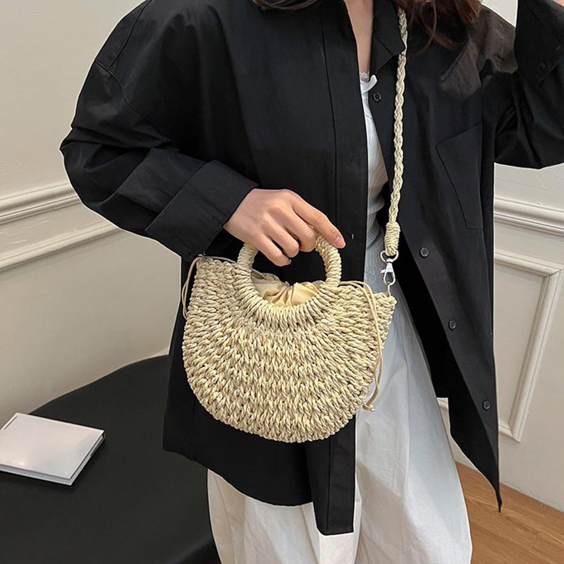Borsa da spiaggia estiva in paglia intrecciata a mano Borsa a mano da donna Borsa a tracolla a cesto alla moda Casual Grande capacità Rattan Tote Bags