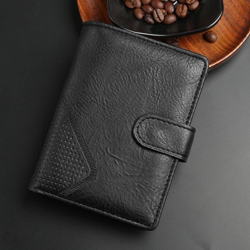 Men's Retro Business Casual Short Wallet Travel Passport Carry on - Leather Billfold Coin Pocket Card Holder
