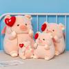 Angel Pig Plush Toy Super Soft Stuffed Animal Doll Pillow Lovely Pink Piggy with Wings Hold Heart Balloon Companion Soothing