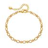 Gold Plated Textured Circle Link Bracelet With Extension Chain