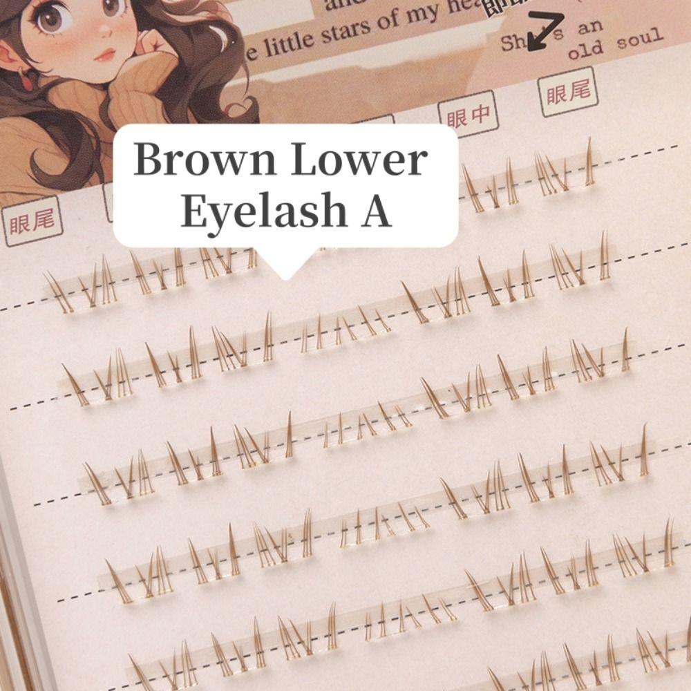 Brown Individual Fake Eyelashes Comic Eye Self Adhesive False Eyelashes Make Up