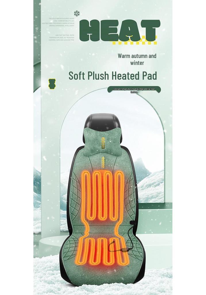 Cartoon Plush Heated Car Seat Cushion, 12V Non-slip Warming Pad