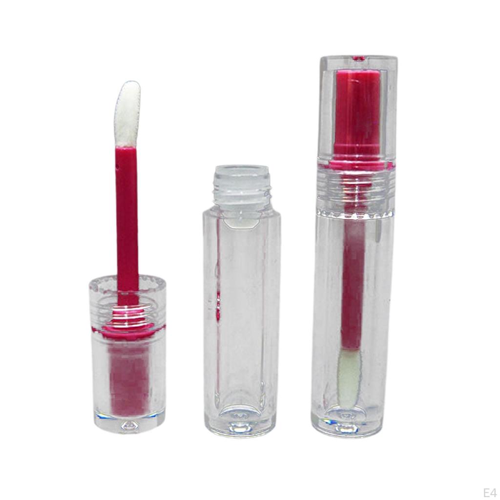 3 Pieces Lip Gloss Tubes Balm Bottles Empty Refillable Small with Brush Clear Lipstick Sample