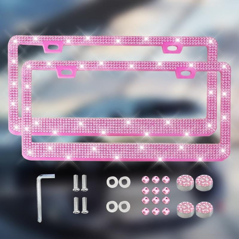 NEW 1/2PCS 31*16cm Bling Crystal License Plate Frame Women Rhinestone Car License Plate Frame Cover Holder Car Accessories