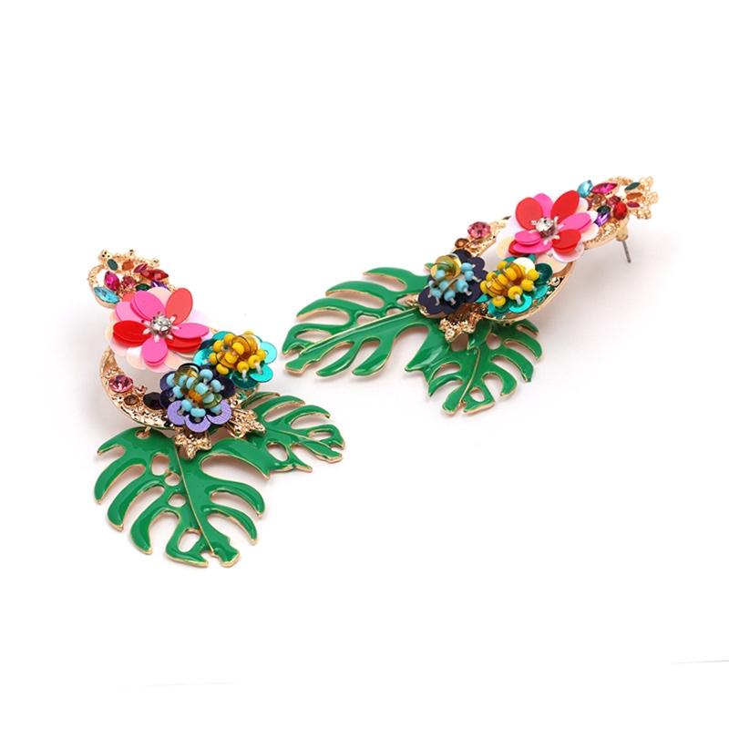 1 Pair Ins Japanese and Korean Fashion All-match Temperament Earrings Leaf Earrings Simple Cold Wind Women Jewelry