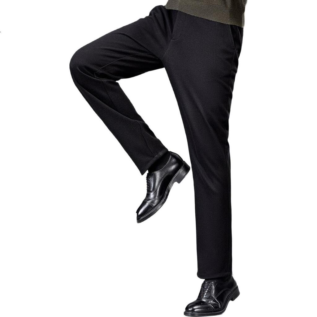 FIRS Wool Thickened Warm Casual Pants Men Autumn Winter Stretch Durable Straight Business Commuter Trousers