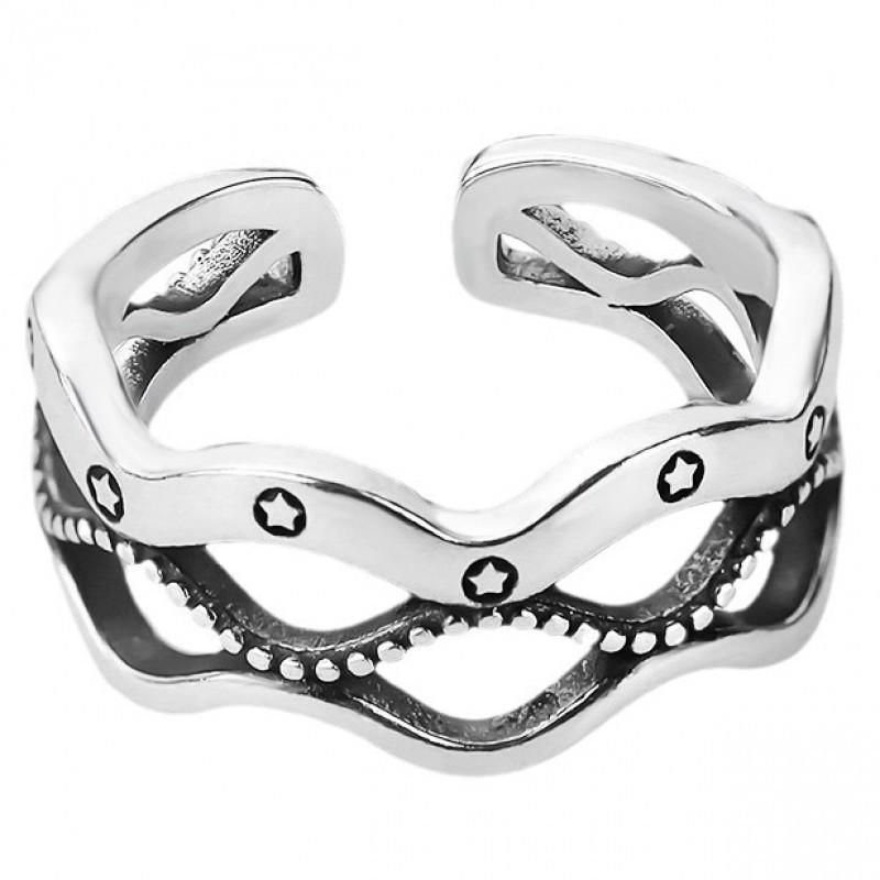 Adjustable Open Ring Men Women Sterling Geometric Hollow Design Minimalist Vintage Style Fashion Jewelry