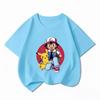 Potdemiel Kids Cotton Tshirt Cute Pikachu Cartoon Print Summer Short Sleeve Breathable Crew Neck Boys Girls Casual Tops