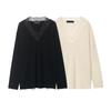 ZA Style Wool Blend Lace Knit Cardigan - Slim Fit U-Neck Single-Breasted 2025