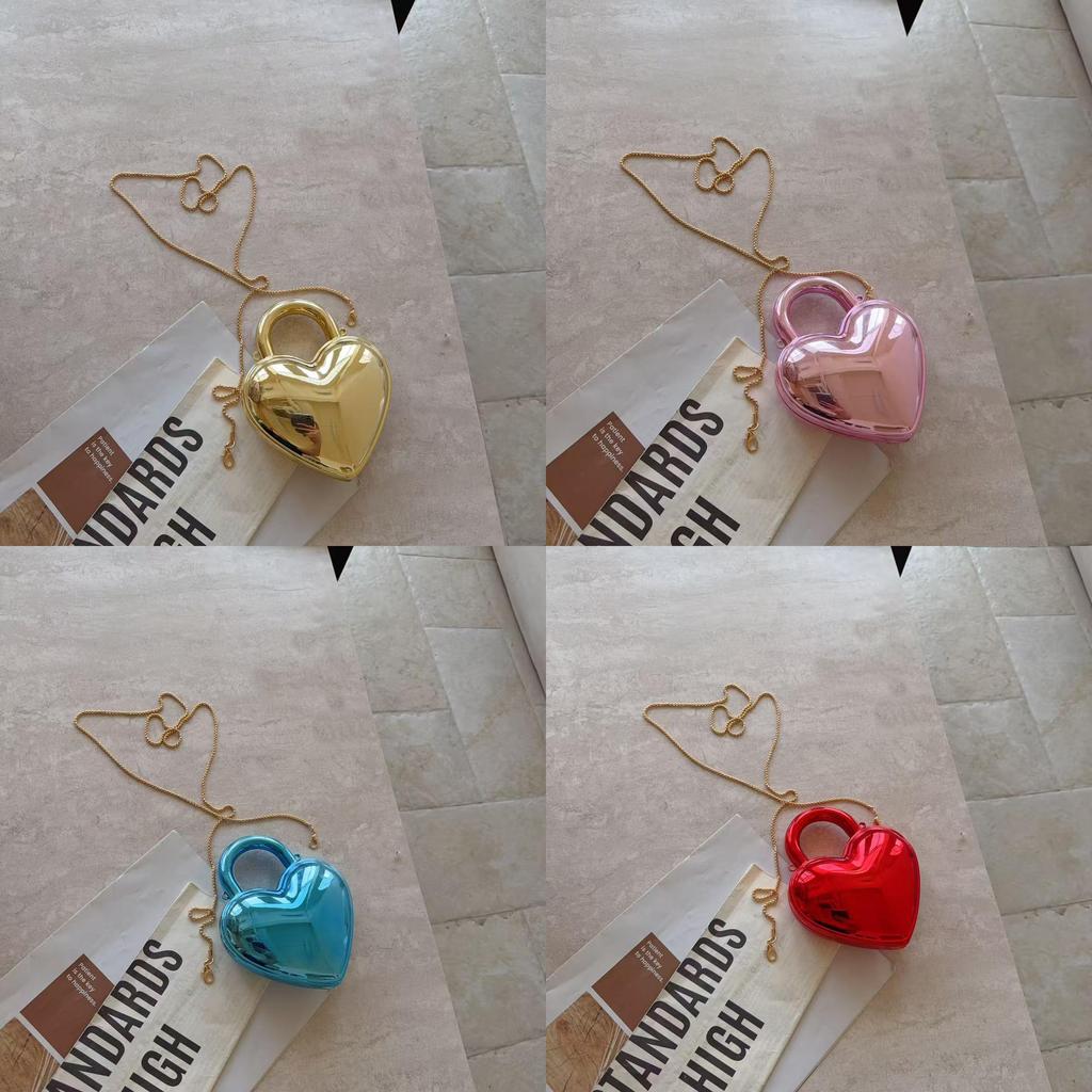 Acrylic Heart Shape Womens Chain Shoulder Bag With Magnetic Closure For Daily Use