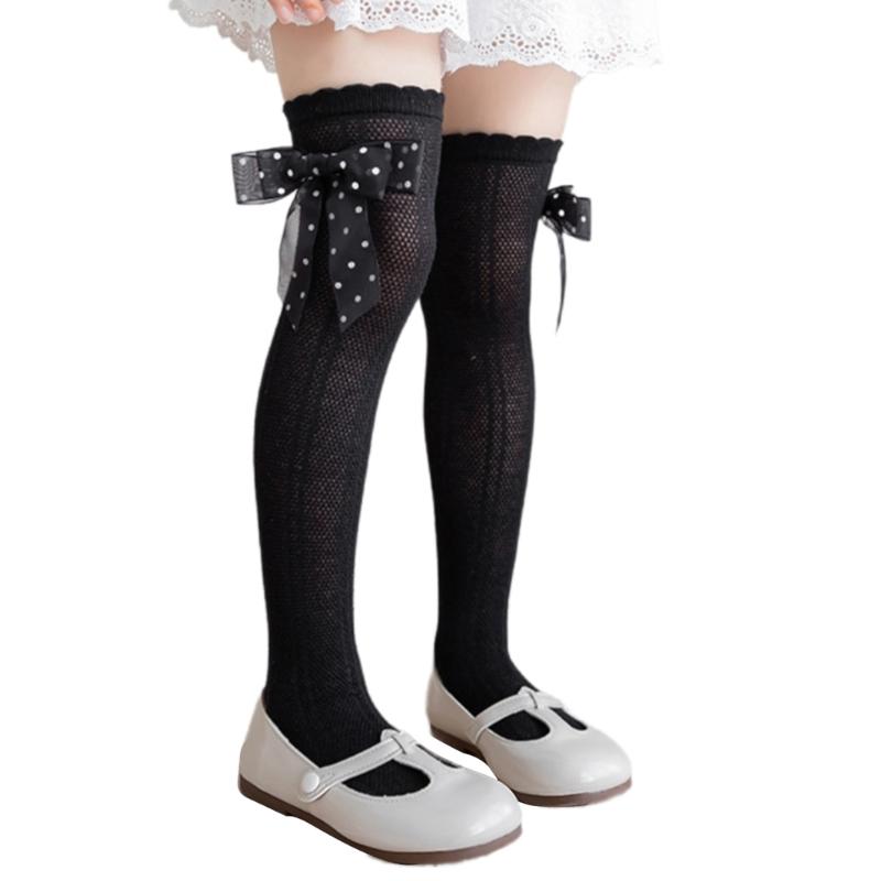 Süße Spitzenrüschen Baby Strümpfe Schleifen-Dekor Kinder Kniehoch Baumwolle Säuglinge Lange Schlauchsocken Stilvolle Strumpfwaren