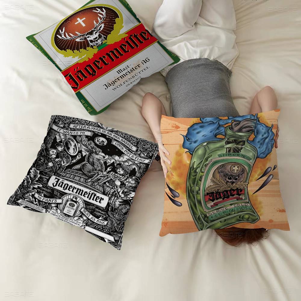 Classic Jagermeister Tin Sign Bar Pub Cushion Cover Decorative Pillow Sofa Home Decor Case Pillow Cases