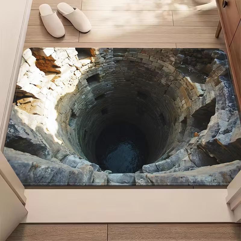 MELLON 3D Optical Illusion Non-Slip Doormat Welcome Mat Bathroom Living Room Kitchen Absorbent Floor Mat Home Decor