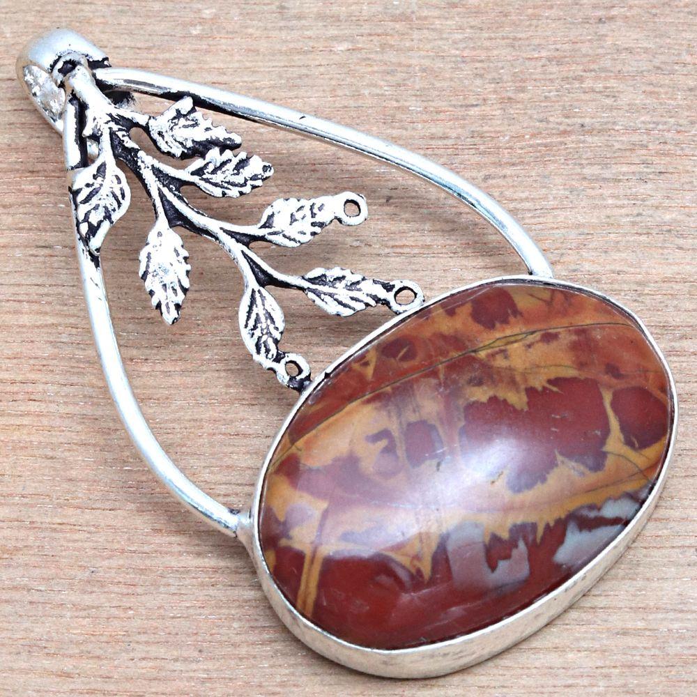 Pendant Designer Jasper Gemstone Handmade Gift For Her Silver Jewelry 2"