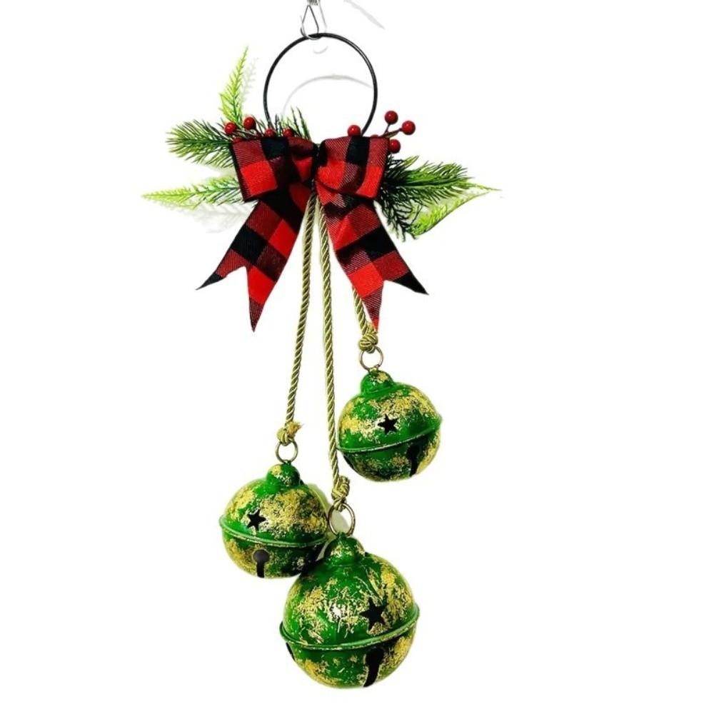 Jingle Bells Christmas Tree Ornaments DIY Shatterproof Xmas Tree Hangings Pendant Bow Door Decoration Party Supplies Fireplace