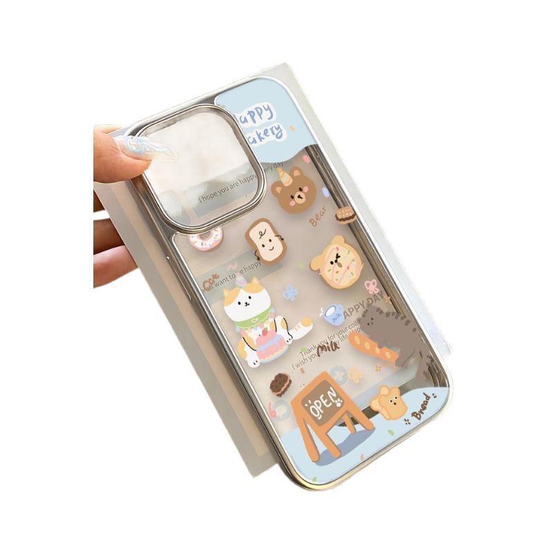 New Cute Cartoon Soft Electroplated Phone Case for iPhone 13 Pro Max, 14 Pro Max, 15, and 16