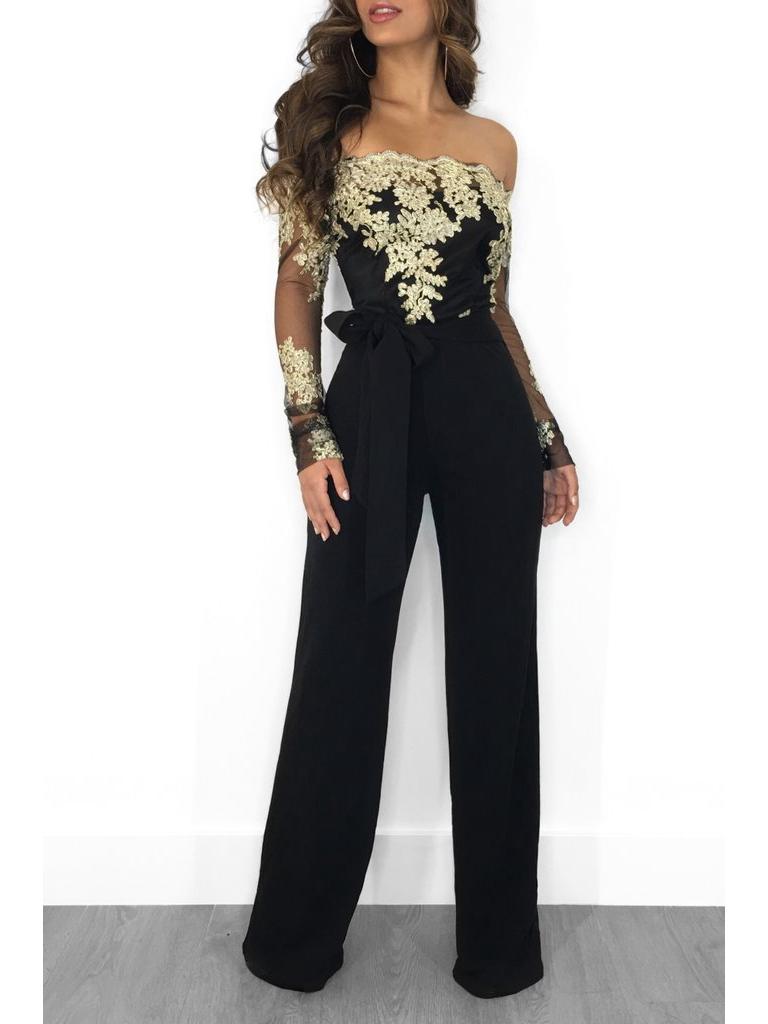 

Европейский и американский женский кружевной комбинезон с открытыми плечами - 7 цветов M