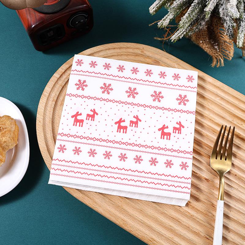Festive Reindeer Print Napkin: Creative Christmas Paper Napkin for Western Restaurants