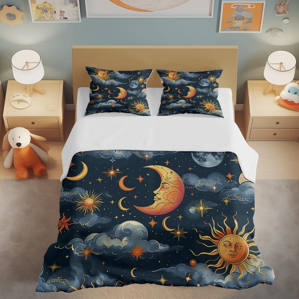 Moon Night Sky Print Bedding Bedroom Set Duvet Set Three-Piece Set