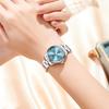 OLEVS Women's Watch Quartz Stainless Steel Band Classic Dial Luminous 30m Waterproof Business Watch Blue-3688