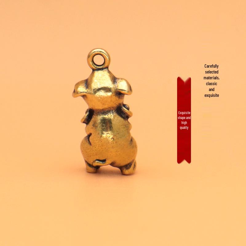 Retro Brass Pig Zodiac Keychain - Cultural & Creative Gift