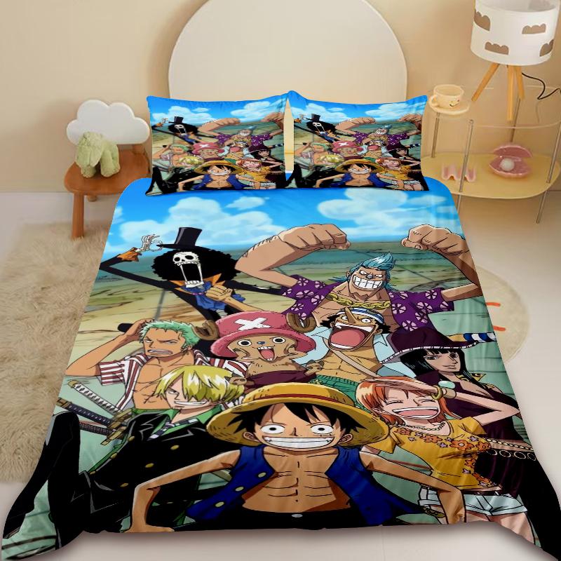 Luffy Kids Duvet Cover One Piece Anime Cartoon Bedding Set Quilt Cover Full King Size for Bedroom Decor Best Gifts