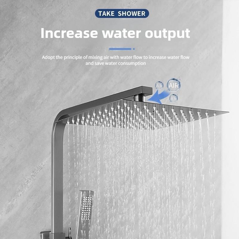 Bathroom High Pressure Rain Shower System 12" Large Shower Head Rainfall Mixer Stainless Steel Shower Set
