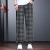 Men's Retro Washed Plaid Straight Loose Cargo Pants