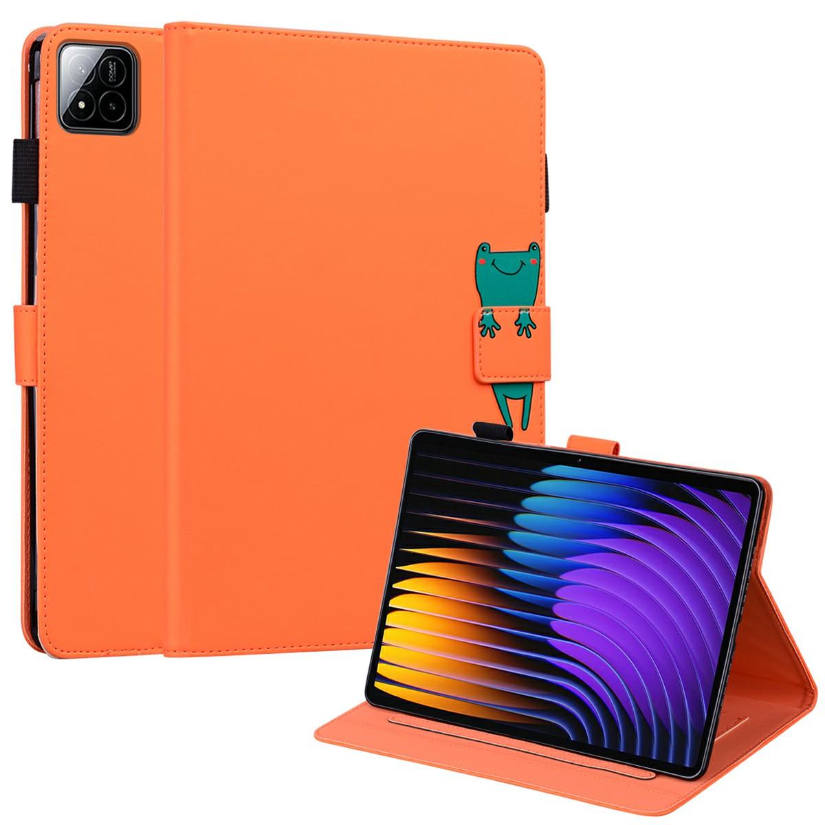 

Чехол для Xiaomi Pad 7/7 Pro, Подставка для планшета, Кожаная обложка, Слоты для карт, Животный узор Orange