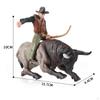 Bull Riding Figurine Miniature Cattle Figure Role Farm Cow for Fairy Garden Micro