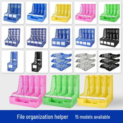 Vierlaags A4 Document Organizer met Pennenhouder - Desktop Bestandsbak en Opbergrek