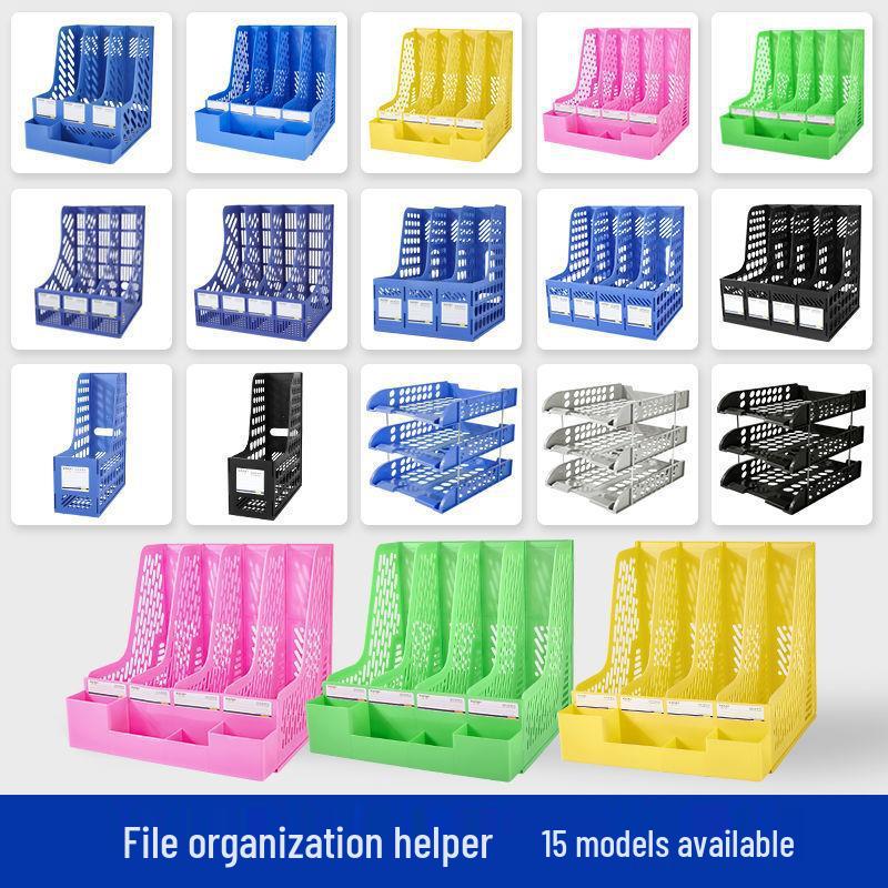 Four-Tier A4 Document Organizer with Pen Holder - Desktop File Holder Tray and Storage Rack