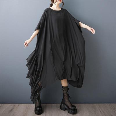 Short Sleeve Plus Size Vintage Black New In Dresses for Women Casual Loose Long Summer Dress