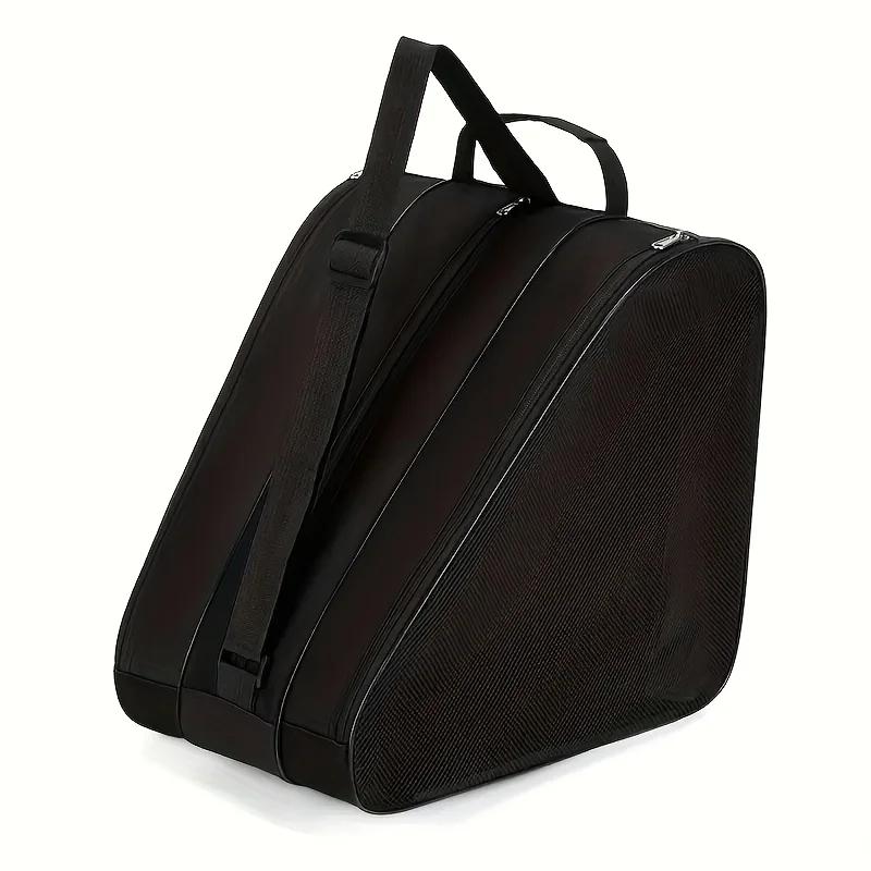 Large Capacity 3-Layer Ice Skating Bag with Heavy-Duty Shoe Storage - Adjustable Shoulder Strap & Logo Window for Inline Skates