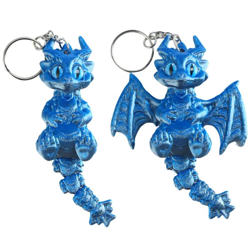 3D Printed Dragon Keychains Articulated Dragons Dragon Fidget Dragons Keychain Ornaments Simulation Model Figurines Statue Gifts