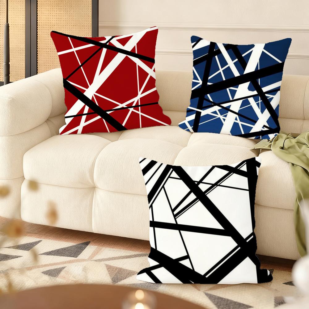 Van H-Halen Cushion Cover Silky Short Plush Double-Sided Printed Pillow Case for Sofa All Seasons Home Decor Gift