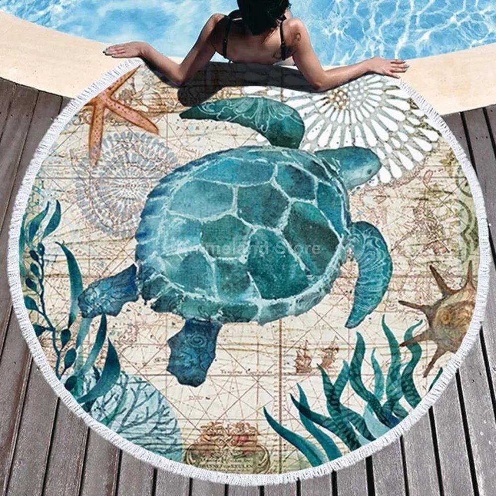 Black 3D Tiger Round Beach Towel Animal Theme Bath Towel Microfiber Fabric Size Swimming Travel Sport Adult Beach Towel