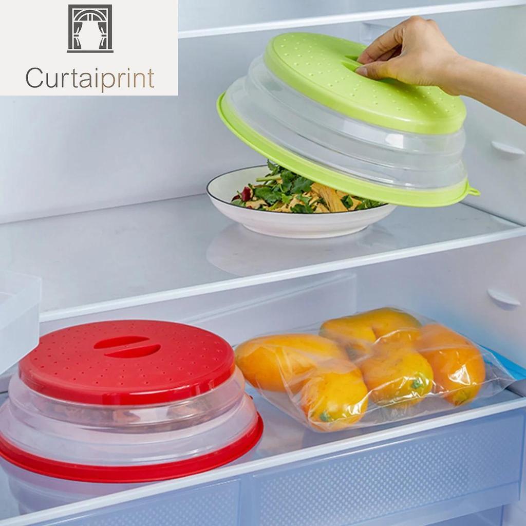 Microwave Splatter Cover Collapsible Food Plate Cover Drainer Basket Microwave Heating Splash-proof Cover Kitchen Cooking Lid