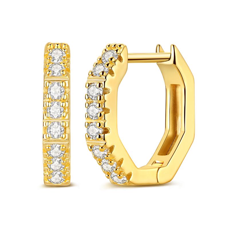 New 925 Sterling Copper Gold Color Hoop Earrings Butterfly Paved CZ Stone Original Golden Earrings For Women Fine Zircon Gift