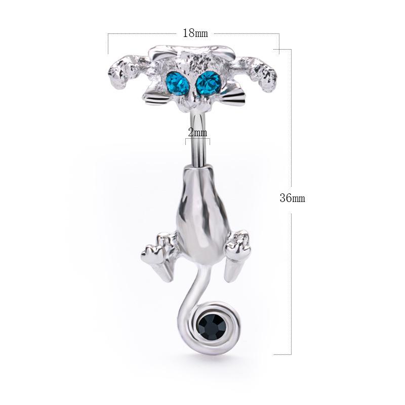 Elegant Rhinestone Stainless Steel Belly Button Ring - Luxury Women's Simple Navel Piercing Jewelry