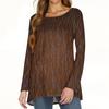 Women's Fashion Casual Long Sleeve Print Round Neck Pullover Top Blouse
