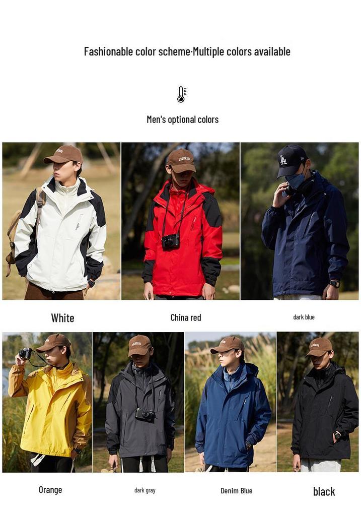 Couple's Ski Jacket Set: Women's 3-in-1 Detachable Liner & Men's Mink Velvet, Windproof & Waterproof for Autumn/Winter.