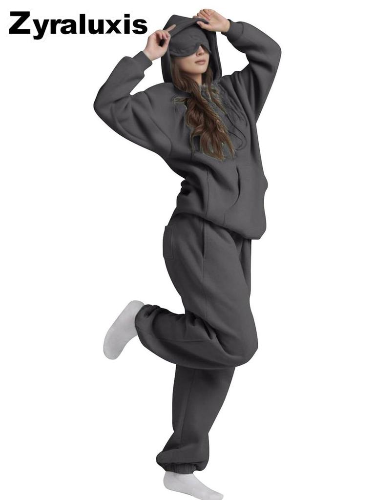 Fall Winter Hooded Solid Color Long Sleeve Sweatshirt