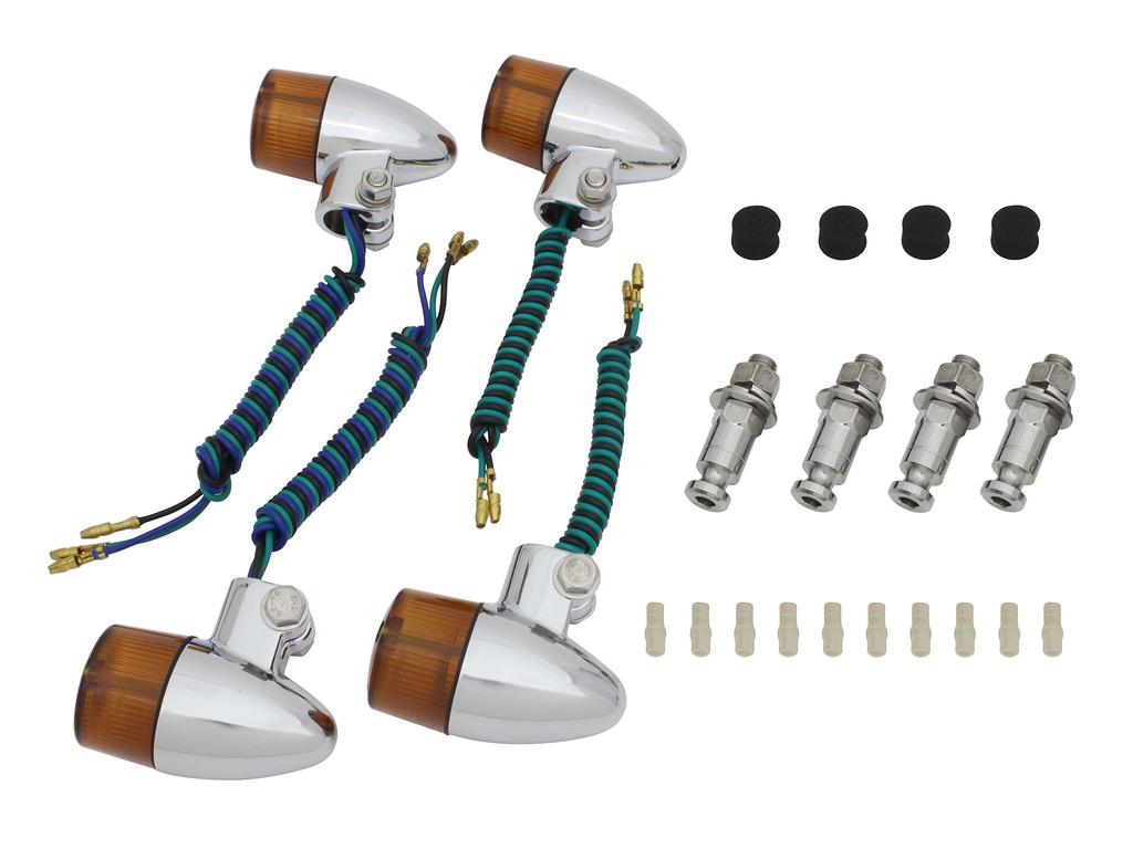 POSH FAITH Motorcycle Turn Set for XJR1300 and Chrome Body with Orange Part Number Bullet-Type Signals, Model-Specific ('00-'06) XJR400/R