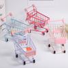1pc Multicolor Mini Shopping Cart Storage Organizer Funny Small Gift Container Candy Packaging Mini Cart Jewelry Storage basket