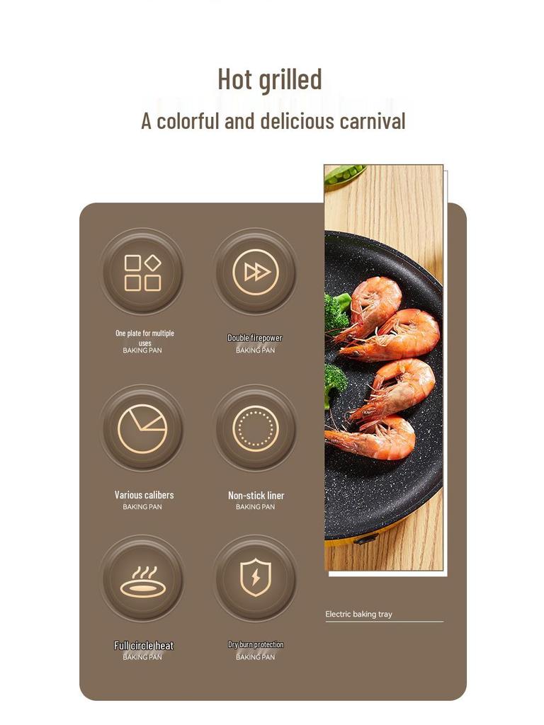 Multifunctional Portable Electric Grill: Household BBQ Pan & Oven