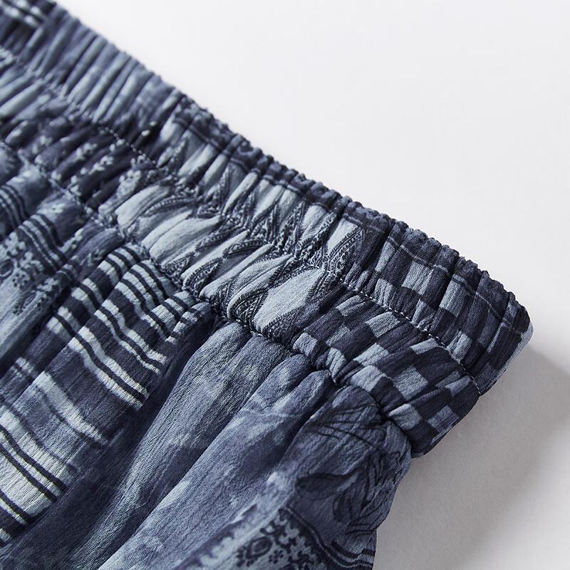 Xiangying Printed Plaid Mesh Half Skirt